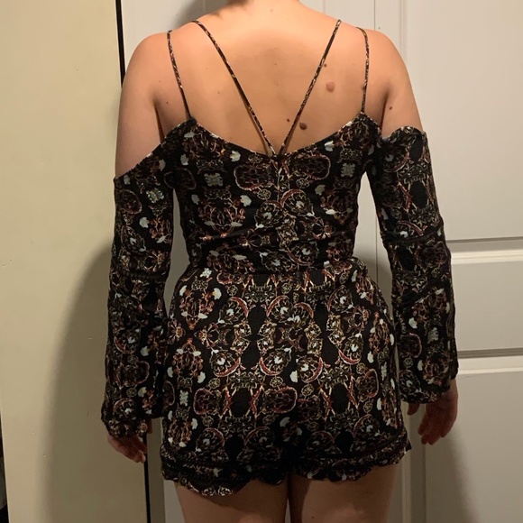 Black Romper with Flowers - Picture 3 of 4
